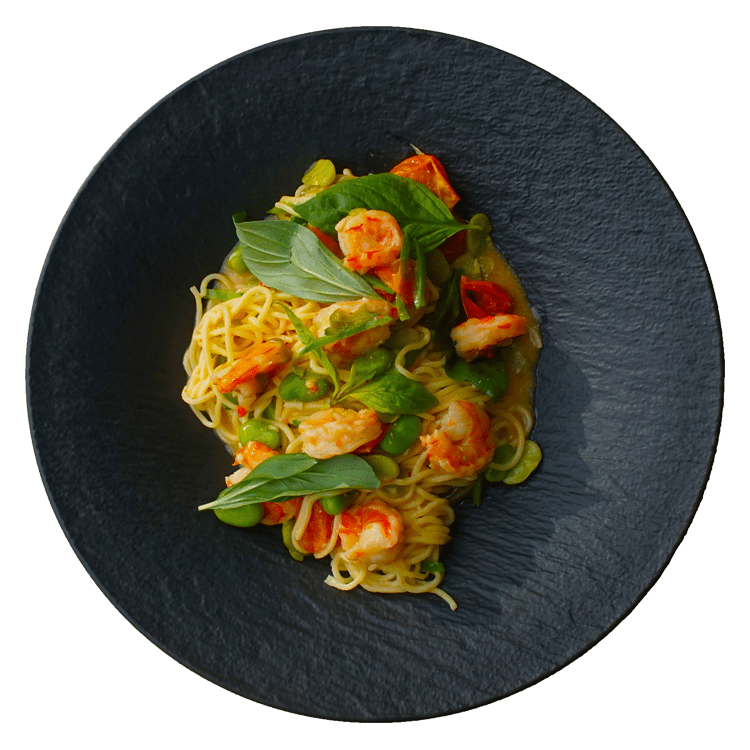 Linguine s krevetami, fava fazole, chilli, hřáškové lusky, cherry rajče (1,2,3,7) Linguine s krevetami, fava fazole, chilli, hřáškové lusky, cherry rajče (1,2,3,7)